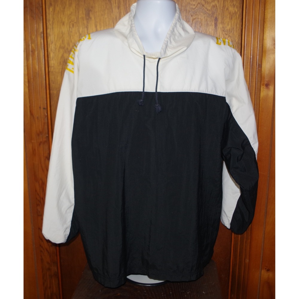 Vintage Everlast Windbreaker Jacket White Black Yellow Logo‎ Made in USA Mens L